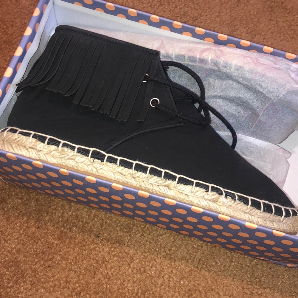 Black Caterina Chukka Fringe Booties